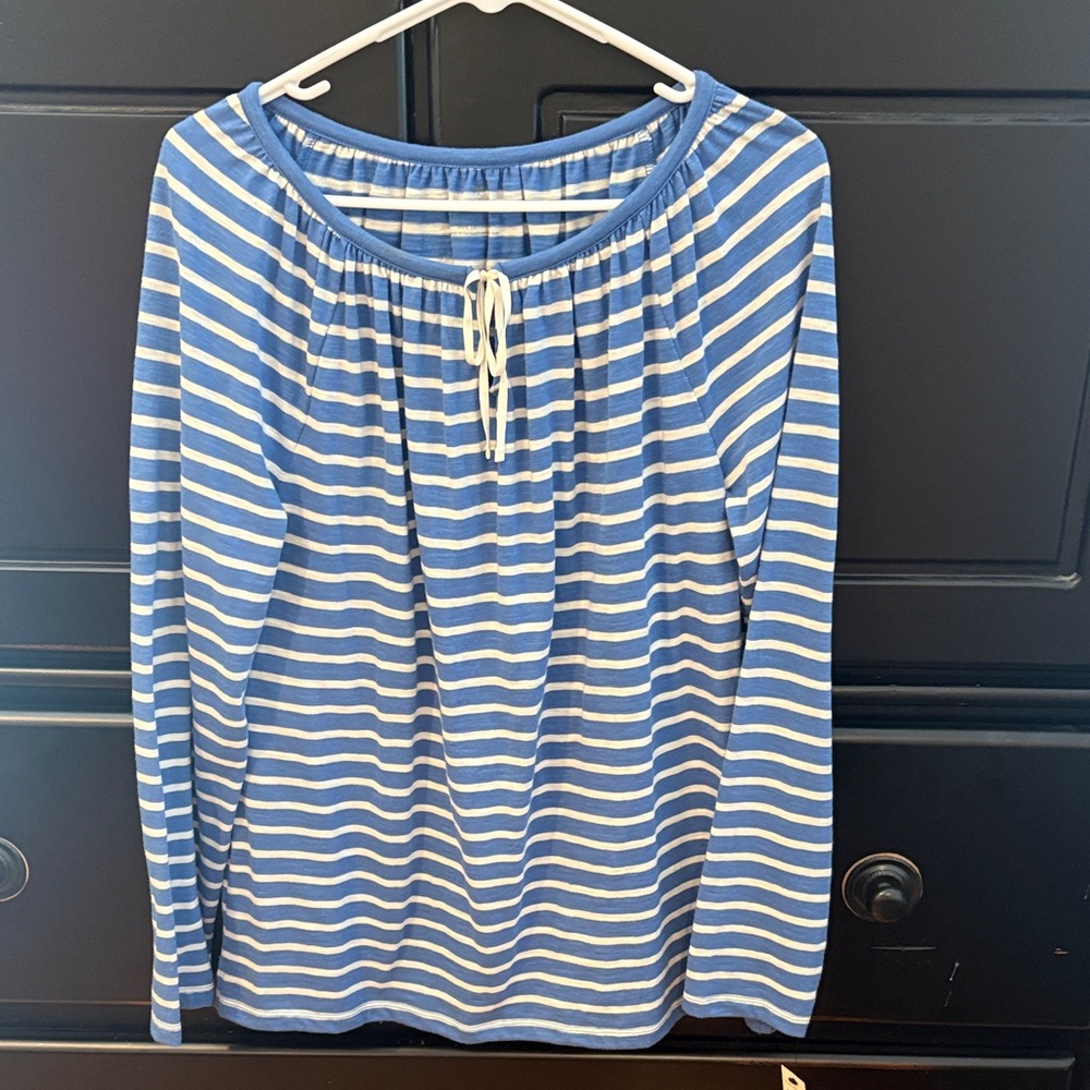 Talbots Long Sleeve Blue and White Striped Tee